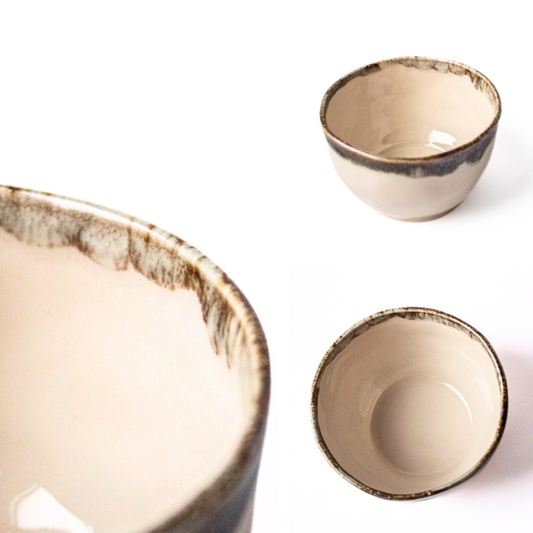Tasse artisanale de dégustation confectionnée en Aveyron + Thés Blancs de France Cacao et Vanille de l'île de la Réunion (30g)
